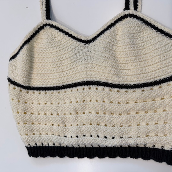 CIDER Cream & Black Crochet Knit Crop Top / Bralette - Picture 4 of 5